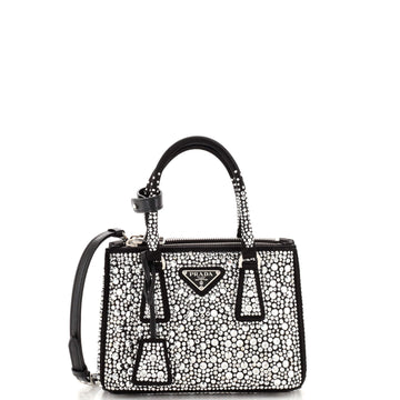 Prada Galleria Double Zip Tote Crystal Embellished Satin Mini