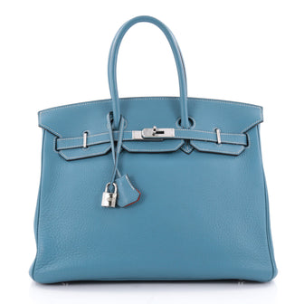 Hermes Birkin Handbag Bicolor Clemence with Palladium Hardware 35 Blue 2310601