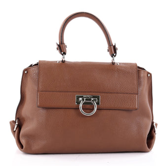 Salvatore Ferragamo Sofia Satchel Pebbled Leather Medium 2310901