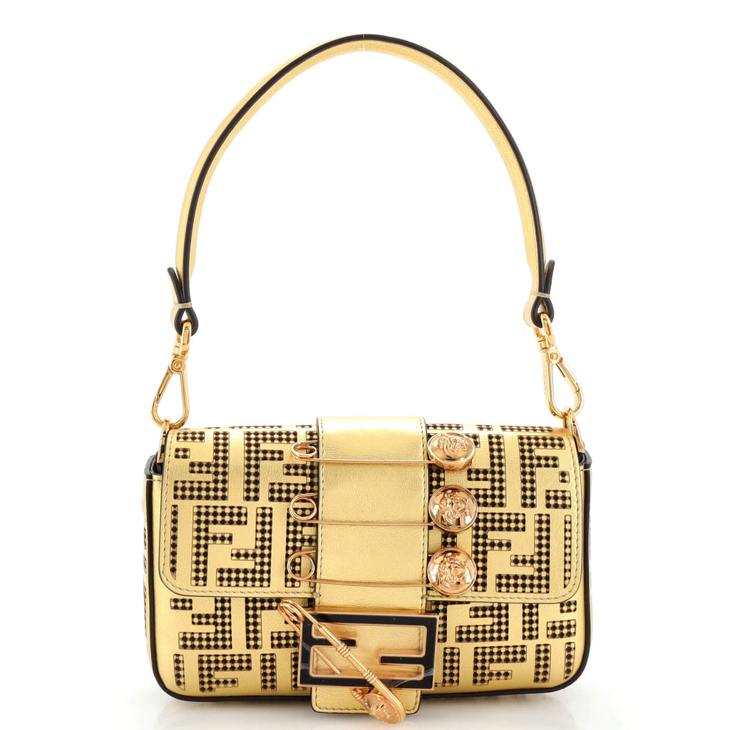 Fendi x Versace Fendace Brooch Baguette NM Bag Perforated Zucca