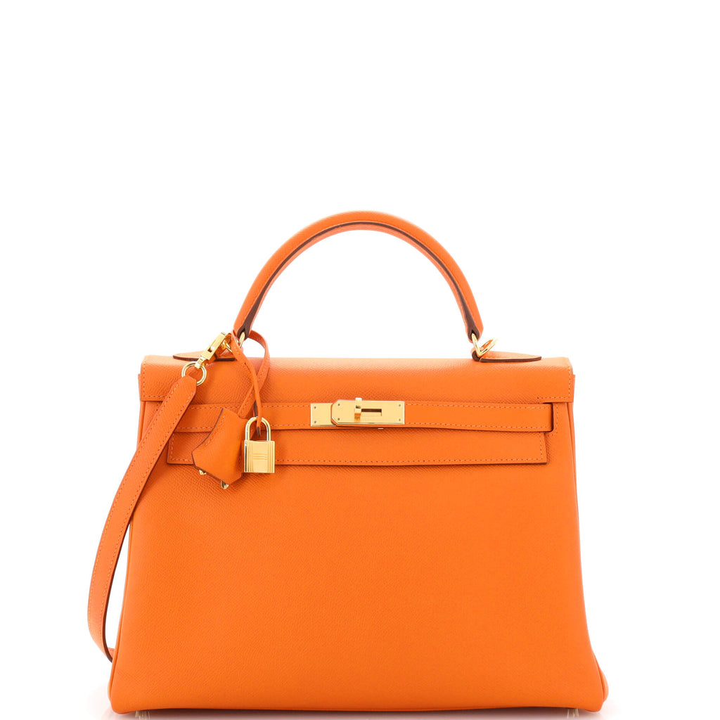 Hermes Kelly Bag Epsom Leather Gold Hardware In Yellow