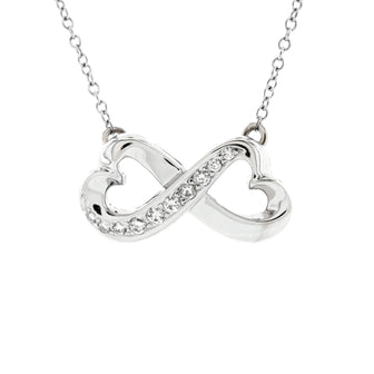 Tiffany & Co. Paloma Picasso Double Loving Heart Pendant Necklace 18K White Gold with Diamonds
