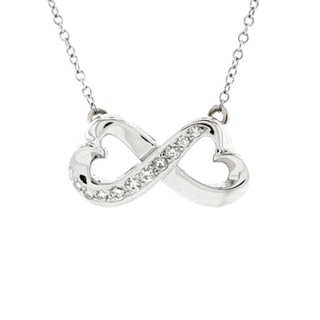 Tiffany & Co. Paloma Picasso Double Loving Heart Pendant Necklace 18K White Gold with Diamonds