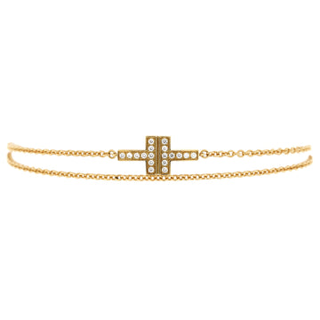 Tiffany & Co. T Double Chain Bracelet 18K Yellow Gold and Diamonds Medium