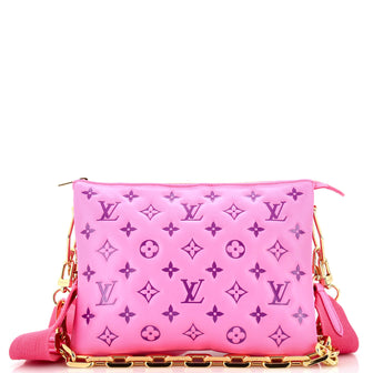 Sold at Auction: Louis Vuitton, Louis Vuitton Coussin Pochette Monogram  Embossed Lambskin Pink