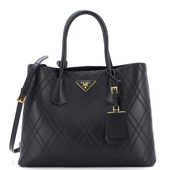 Prada Cuir Double Tote Quilted Leather Medium