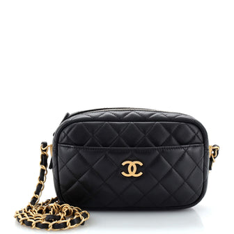 Chanel Camera Case Bag Quilted Lambskin Mini Black 2311534