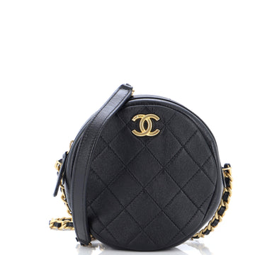 Chanel Round Clutch with Chain Quilted Glazed Calfskin