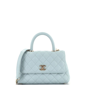 Chanel Coco Top Handle Bag Quilted Caviar Mini Blue 2311887