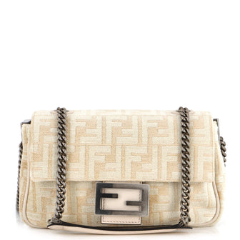 Fendi Midi Baguette Chain Bag Zucca Tapestry Medium