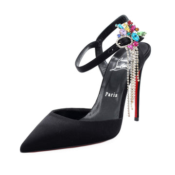 Christian Louboutin Women's Goldina Rain Pumps Satin with Crystals 100