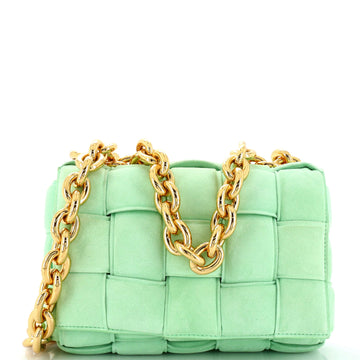 Bottega Veneta Cassette Chain Crossbody Bag Padded Maxi Intrecciato Suede