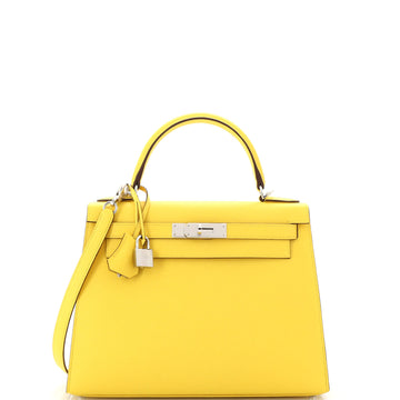 Hermes Kelly Handbag Yellow Epsom with Palladium Hardware 28