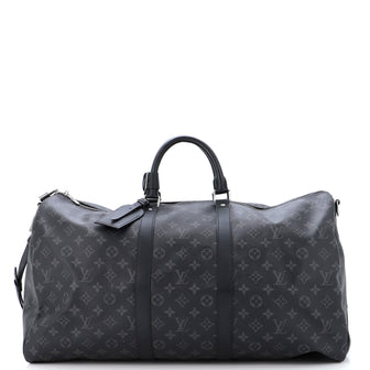 Louis Vuitton Keepall Bandouliere Bag Monogram Eclipse Canvas 55 Black