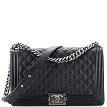 Chanel Boy Flap Bag Quilted Caviar New Medium