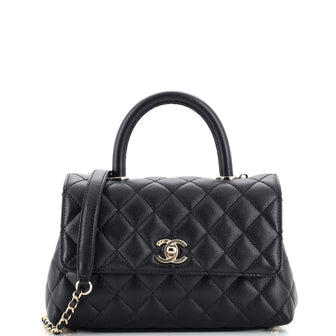 Chanel Coco Top Handle Bag Quilted Caviar Mini