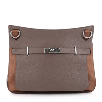 Hermes Bicolor Jypsiere Handbag Clemence 37 Brown 2313301