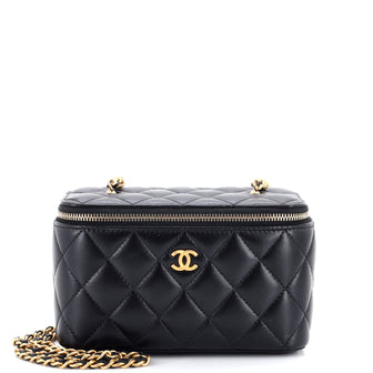 Chanel Pearl Crush Vanity Case with Chain Quilted Lambskin Small