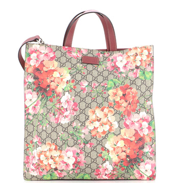 Gucci Convertible Soft Open Tote Blooms Print GG Coated Canvas Tall