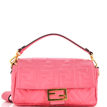 Fendi Baguette NM Bag Zucca Embossed Leather Medium