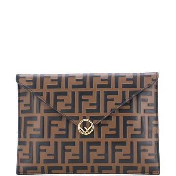 Fendi F is Fendi Envelope Flat Pouch Zucca Embossed Leather Large