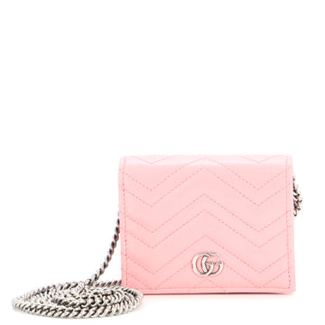 Gucci GG Marmont Card Case on Chain Matelasse Leather