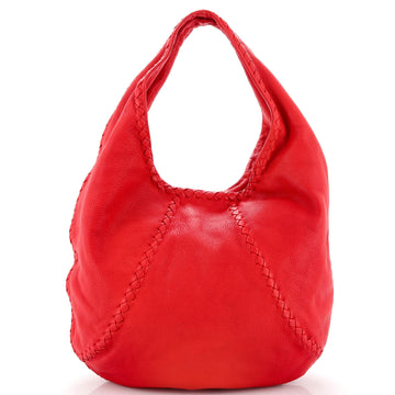 Bottega Veneta Baseball Hobo Leather with Intrecciato Detail Medium