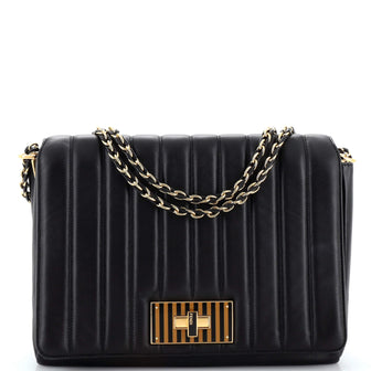 Fendi Claudia Shoulder Bag Vertical Quilted Leather Large