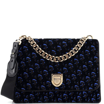 Christian Dior Diorama Chain Satchel Oblique Velvet and Canvas Large