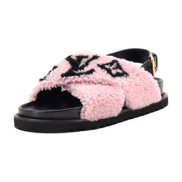 Louis Vuitton Women's Paseo Comfort Slide Slingback Sandals Shearling with Leather