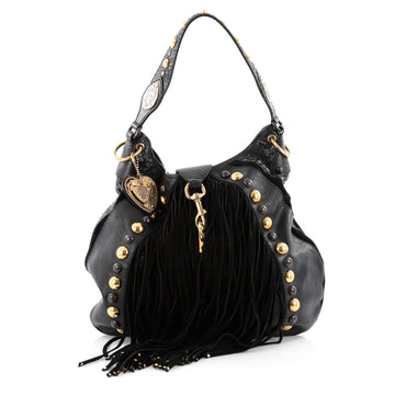 Gucci Fringe Babouska Convertible Hobo Python and Leather Large Black 2314702