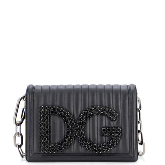 Dolce & Gabbana DG Girls Flap Bag Embellished Quilted Leather Small