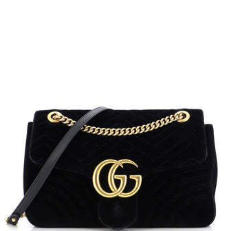 Gucci GG Marmont Flap Bag Matelasse Velvet Medium