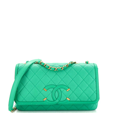 Chanel Filigree Flap Bag Quilted Caviar Medium