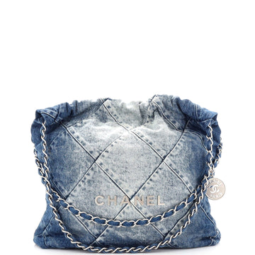 Chanel 22 Chain Hobo Quilted Denim Small