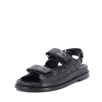 Chanel Women's Velcro Dad Sandals Quilted Leather