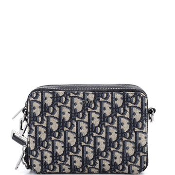 Christian Dior Double Zip Crossbody Pouch Oblique Canvas