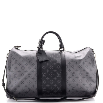 Louis Vuitton Keepall Bandouliere Bag Reverse Monogram Eclipse Canvas 50