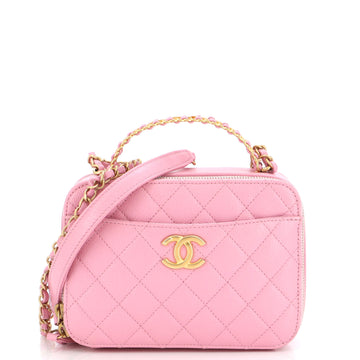 Chanel Pick Me Up Logo Handle Vanity Case Quilted Caviar Small