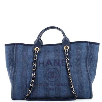 Chanel Deauville Tote Striped Mixed Fibers Medium