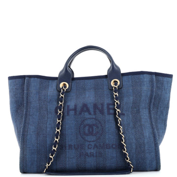 Chanel Deauville Tote Striped Mixed Fibers Medium