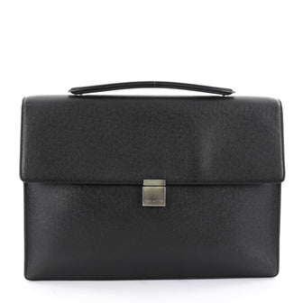 Louis Vuitton Porte-Documents Angara Handbag Taiga Leather Black