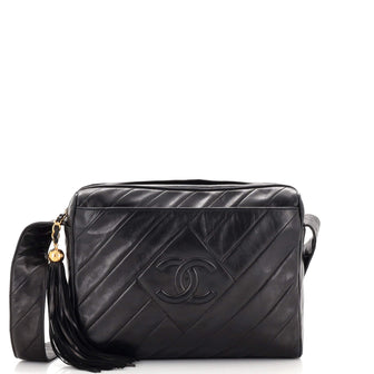 Chanel Vintage Diamond CC Camera Bag Quilted Leather Medium