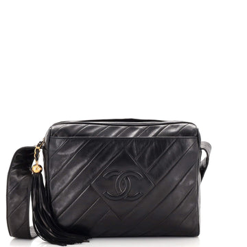 Chanel Vintage Diamond CC Camera Bag Diagonal Quilted Leather Medium