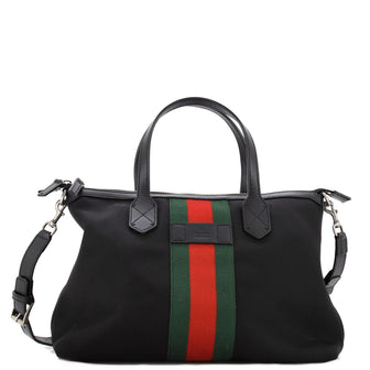 Gucci Web Zip Tote Techno Canvas Medium