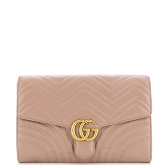 Gucci GG Marmont Flap Clutch Matelasse Leather