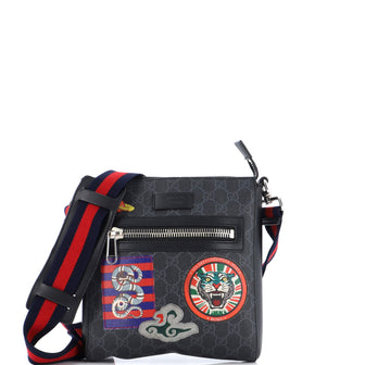Gucci Night Courrier Zip Messenger GG Coated Canvas with Applique Small