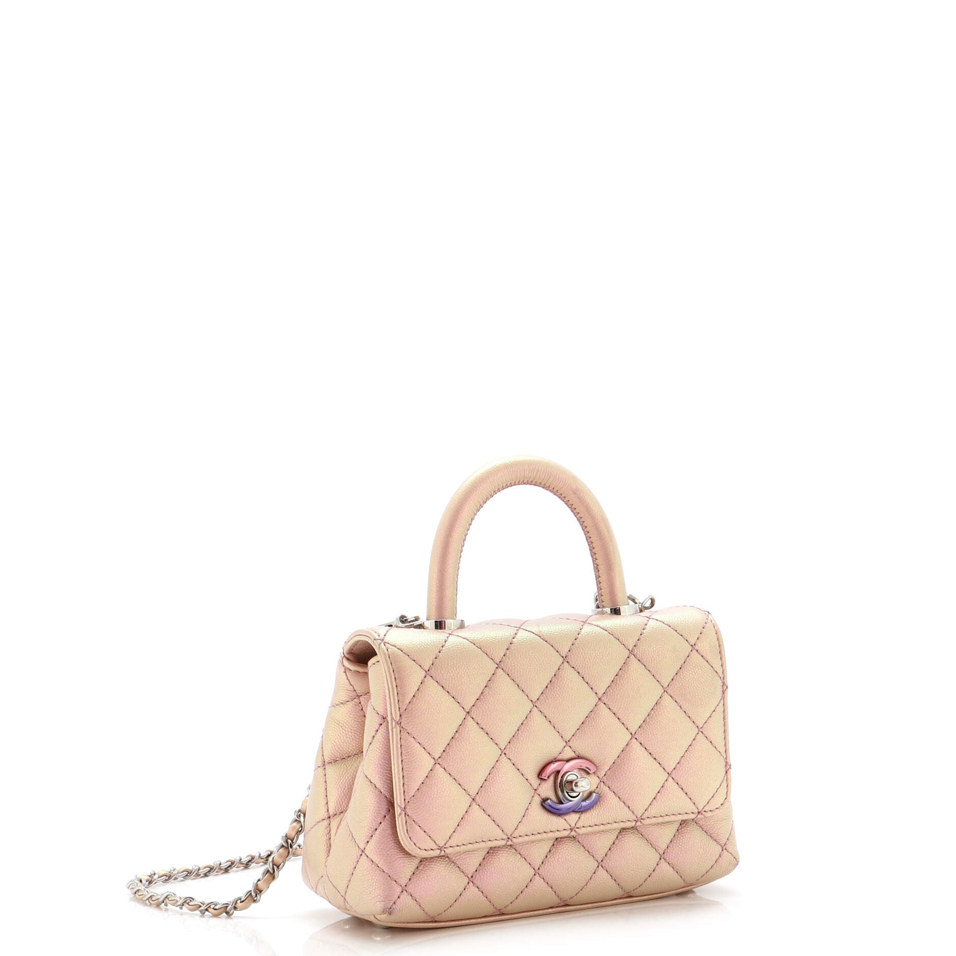 Chanel Coco Top Handle Bag Quilted Iridescent Caviar with Gradient