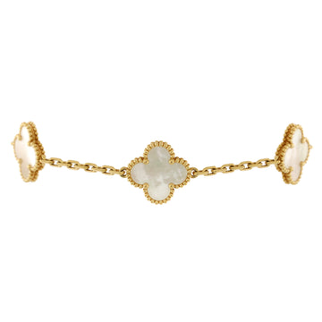 Van Cleef & Arpels Vintage Alhambra 5 Motifs Bracelet 18K Yellow Gold and Mother of Pearl