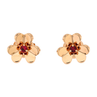 Van Cleef & Arpels Frivole Stud Earrings 18K Rose Gold with Ruby